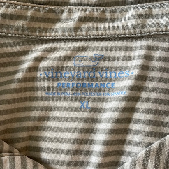 Vineyard Vines men’s performance polo gray white stripe XL whale - Picture 2 of 6